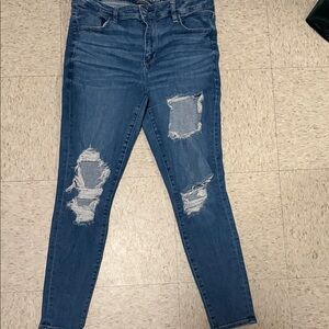 American Eagle Outfitters Women's Ripped Skinny Jeans - Blue